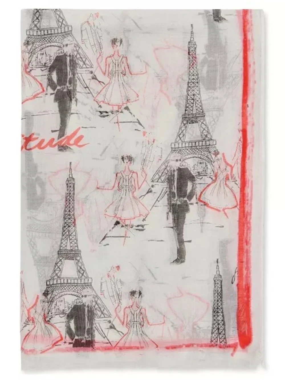 Karl Lagerfeld Paris Eiffel Tower Sketch Print Wrap Scarf Shawl 72x36